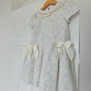 Luli & Me ivory Lace Floral Bow girls 5T 5 Easter Dress